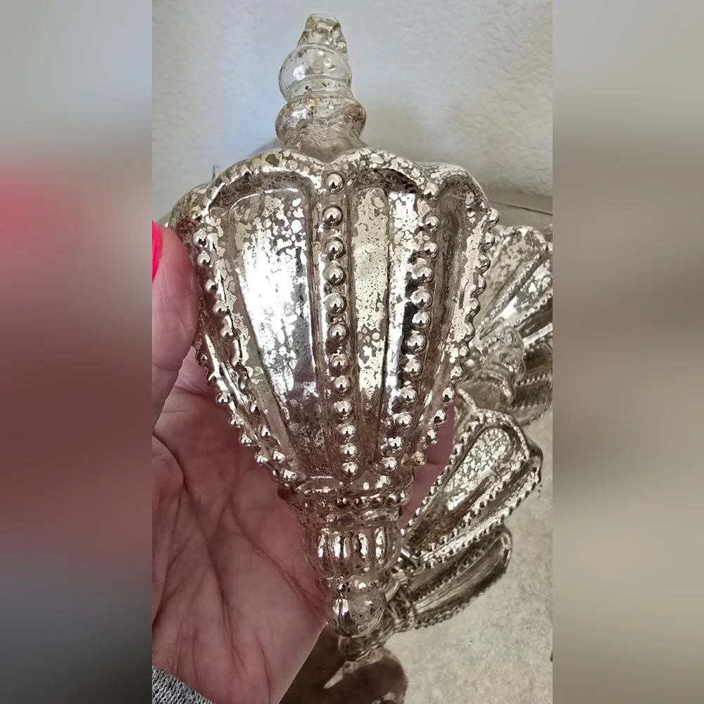 Set of Silver Glass Ornaments - Picture 3 of 4